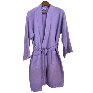 Chakr Linen Waffle Weave Robe Lavender Belted Size Large